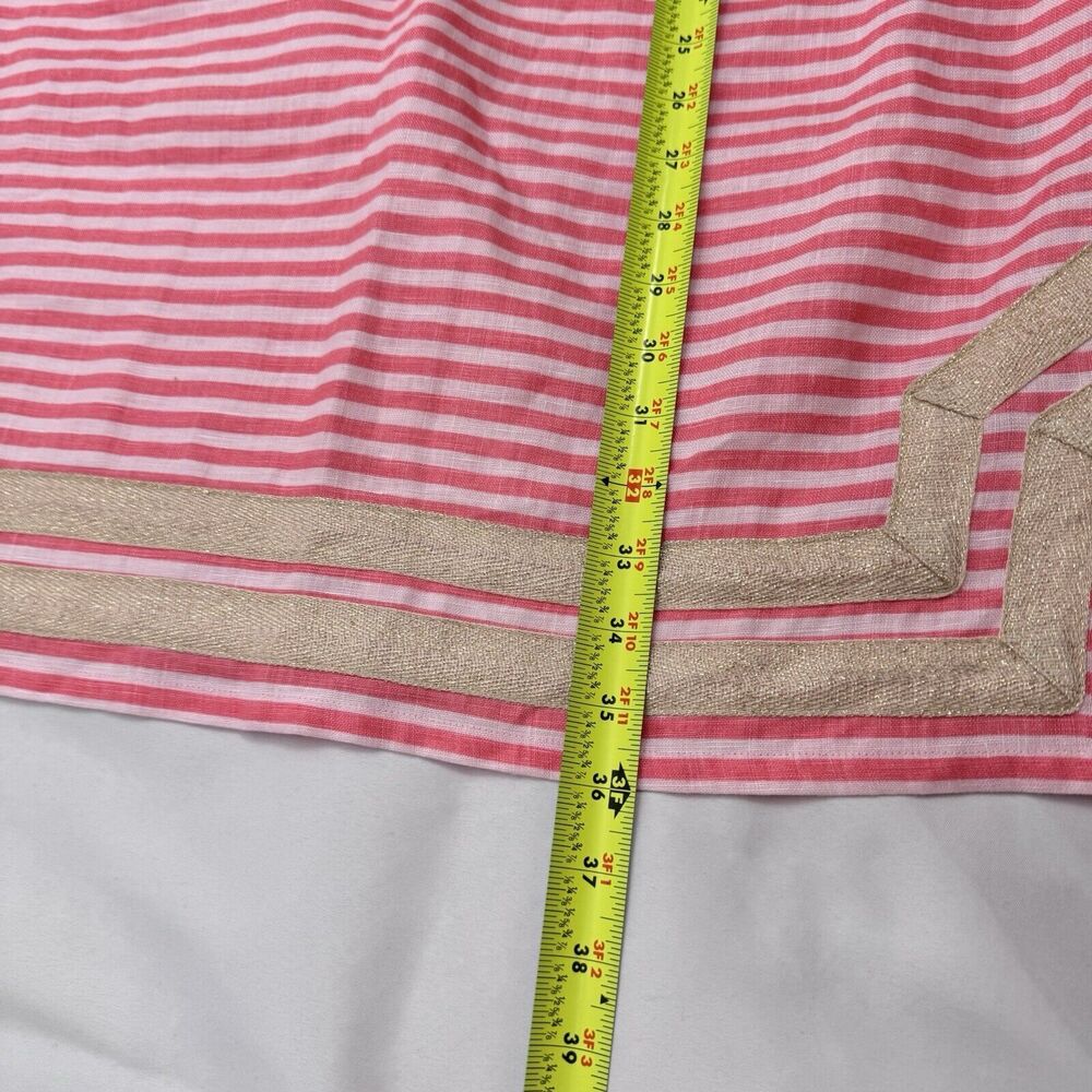 Sail to Sable 100% Linen Tunic Mini Dress With Golden Trim - Picture 9 of 9